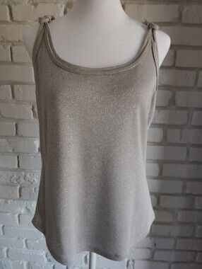 White House Black Market Metallic Knotted Shoulder Tank, sz S